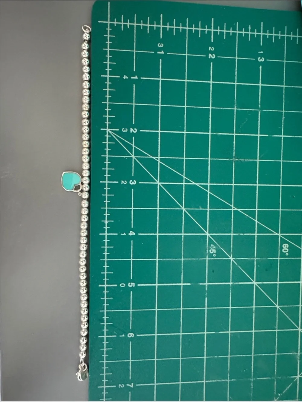 Tiffany & Co. Silver Bead Bracelet with Turquoise Heart Charm
